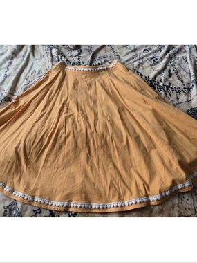 Collectif UK Size 10 US Size 6 Orange Skirt Heart Lace Trim Vintage Style